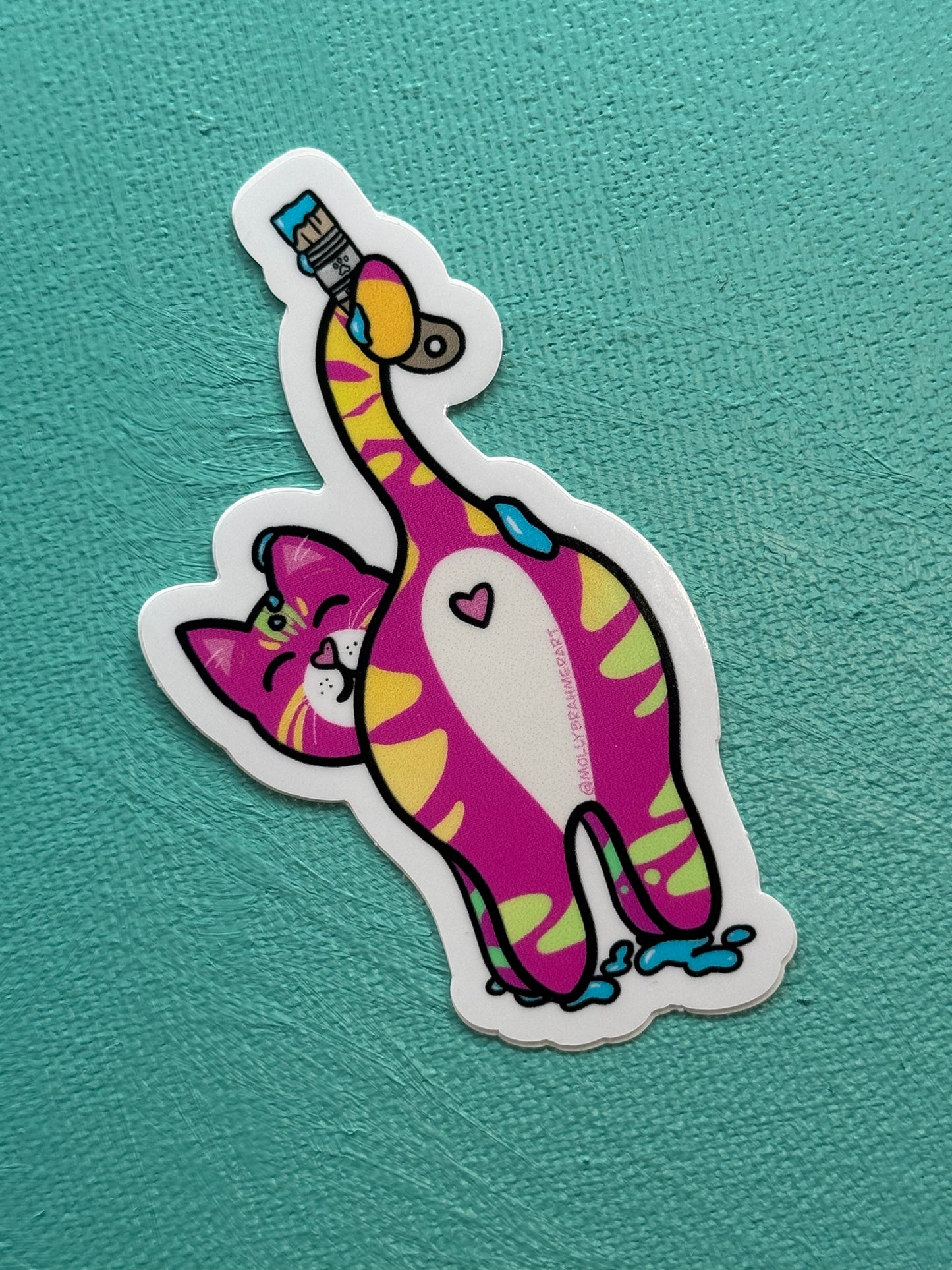 Painting Cat Butt Vinyl Sticker